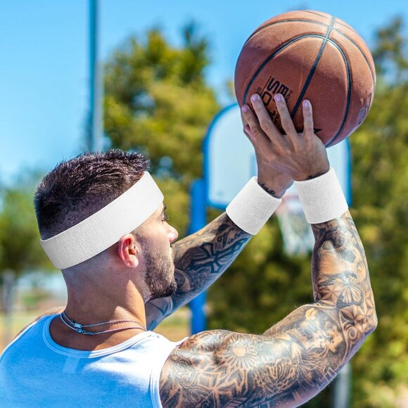 Sweatbands Sports Headband for Men & Women - Moisture Wicking Athletic Cotton Te - Picture 3 of 7